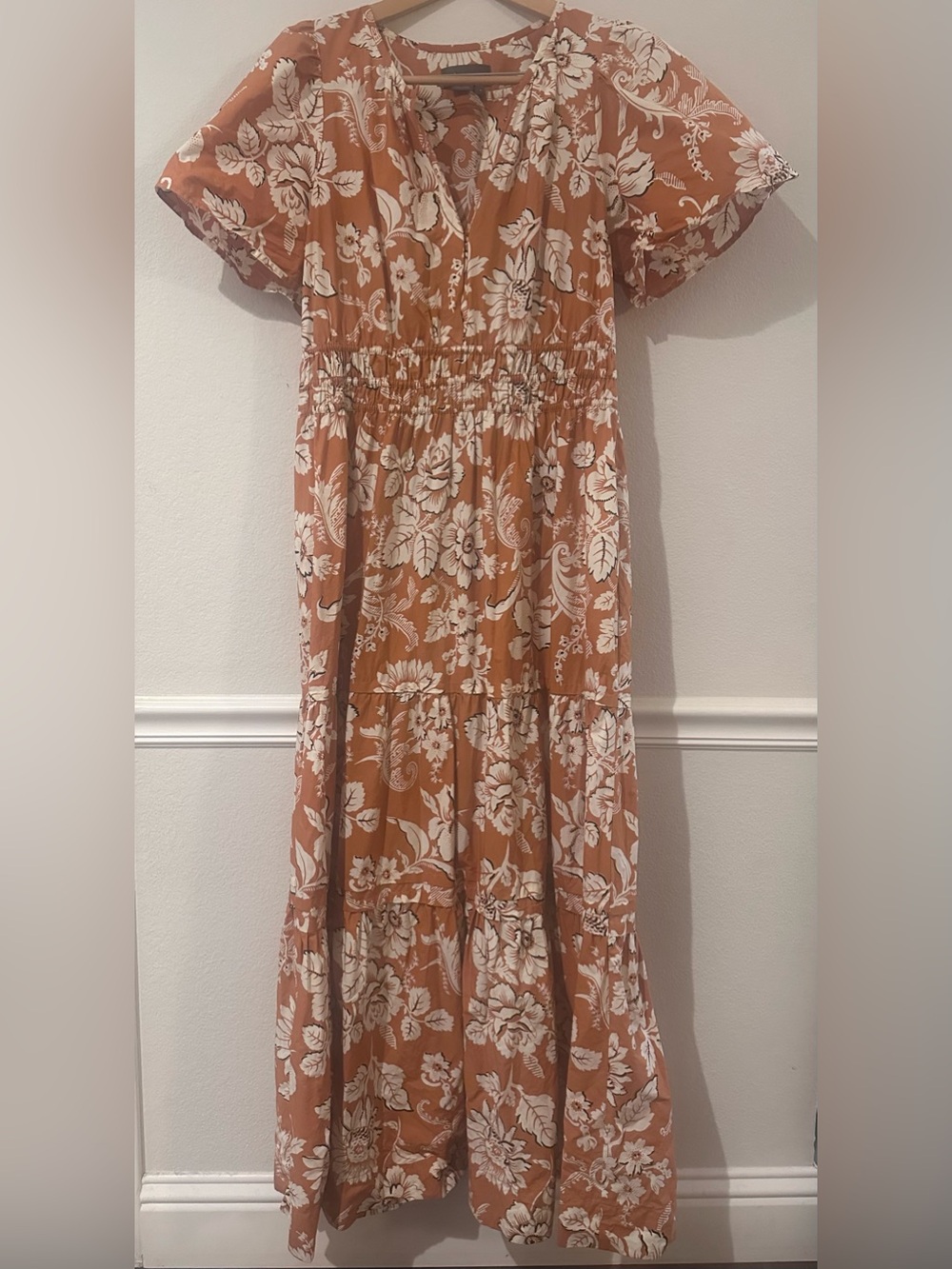 Anthropologie Somerset Rust Maxi Dress with White Floral Print - Picture 3 of 5